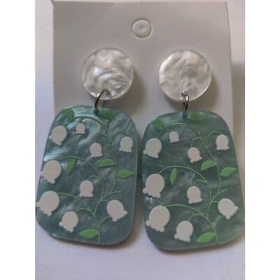 Acrylic Earrings Geometric Plant Earrings Ladies Flower Flower Earrings - Thumbnail 2