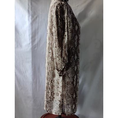 Auditions Fashion Brown Snakeskin Print Balloon Sleeve Shift Dress Mens M - Thumbnail 9