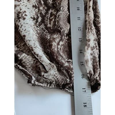 Auditions Fashion Brown Snakeskin Print Balloon Sleeve Shift Dress Mens M - Thumbnail 8