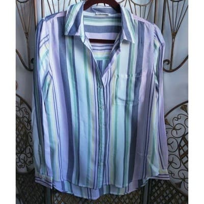 Beachlunchlounge Striped Button Up Shirt Pastel Rayon Lyocell LTT1134 Mens - Image 1