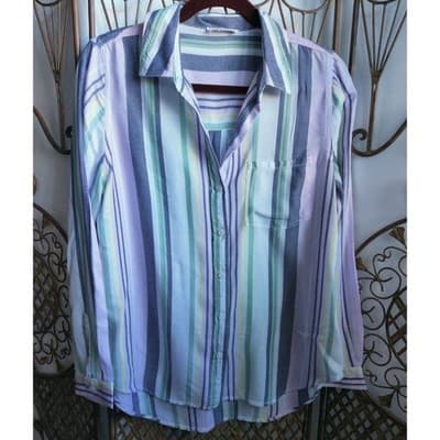 Beachlunchlounge Striped Button Up Shirt Pastel Rayon Lyocell LTT1134 Mens - Thumbnail 10