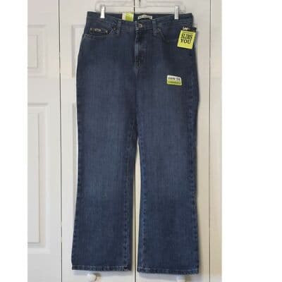Lee Women's Bootcut Stretch Jeans Blue Medium Wash Mid Rise 12 Short - Image 1