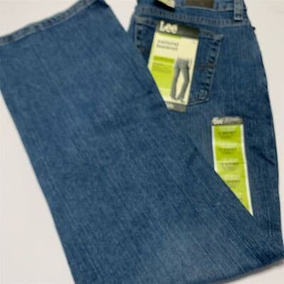 Lee Women's Bootcut Stretch Jeans Blue Medium Wash Mid Rise 12 Short - Thumbnail 4