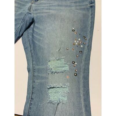 a.n.a Women's Size 16 Skinny Mid Rise Studded Blue Denim Jeans - Thumbnail 14