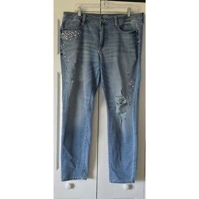 a.n.a Women's Size 16 Skinny Mid Rise Studded Blue Denim Jeans - Image 1