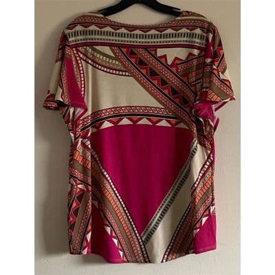 CHICO'S Women's 1 Geometric Print Bell-Sleeve Blouse Multicolor Casual - Thumbnail 3
