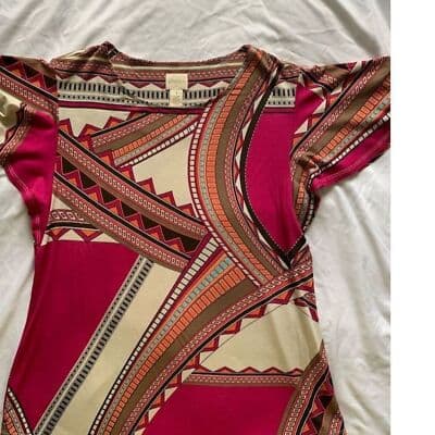 CHICO'S Women's 1 Geometric Print Bell-Sleeve Blouse Multicolor Casual - Thumbnail 8