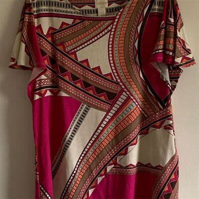 CHICO'S Women's 1 Geometric Print Bell-Sleeve Blouse Multicolor Casual - Thumbnail 2