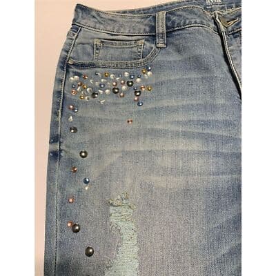 a.n.a Women's Size 16 Skinny Mid Rise Studded Blue Denim Jeans - Thumbnail 5