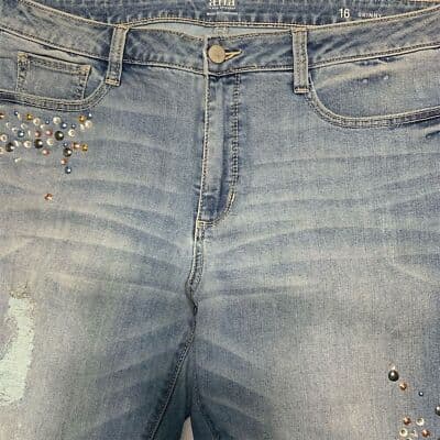 a.n.a Women's Size 16 Skinny Mid Rise Studded Blue Denim Jeans - Thumbnail 3