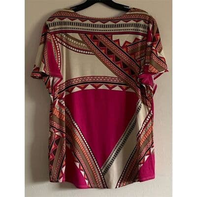CHICO'S Women's 1 Geometric Print Bell-Sleeve Blouse Multicolor Casual - Thumbnail 4