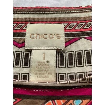 CHICO'S Women's 1 Geometric Print Bell-Sleeve Blouse Multicolor Casual - Thumbnail 6