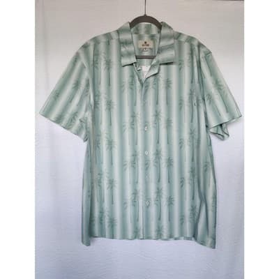 Solitude Green White Palm Tree Short Sleeve Button Down, Sz. XL - Image 1