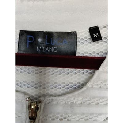 P Luca Milano Zip Mesh White Long Sleeve Jacket Top Sz Medium - Thumbnail 9