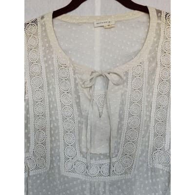 Anthropologie Meadow Rue Off White Mesh Lace Tunic Top Small - Image 1