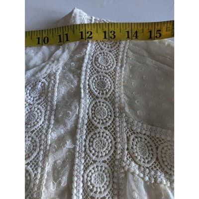 Anthropologie Meadow Rue Off White Mesh Lace Tunic Top Small - Thumbnail 7