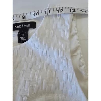 White House Black Market Womens White Fit and Flare Dress 8 - Thumbnail 4