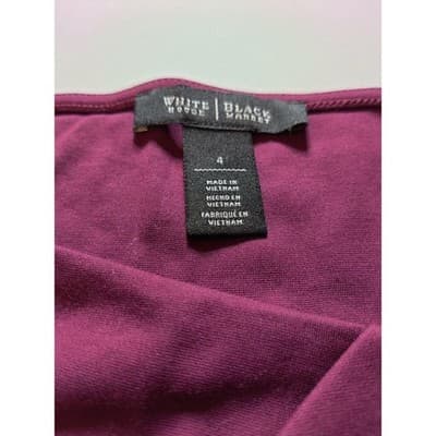 White House Black Market Womens Scoop Neck Short Sleeve Top Blouse Plum Size 4 - Thumbnail 3