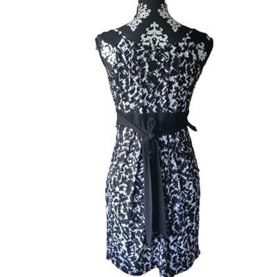 AB Studio Women's Sleeveless Dress Black/White Size M - Thumbnail 2