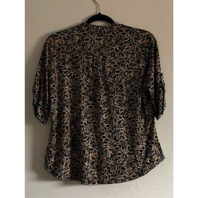 Per Seption Petite Women's PXL Floral Short Sleeve Blouse V-Neck Multicolorn - Thumbnail 3