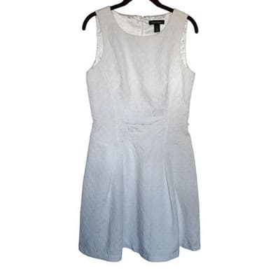 White House Black Market Womens White Fit and Flare Dress 8 - Thumbnail 11