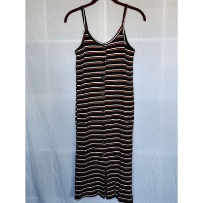 Dont Ask Why Womens Black Stretch Lined Button Down Strappy A Line Dress Size 0/ - Image 1
