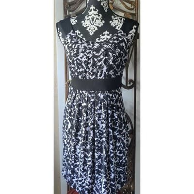 AB Studio Women's Sleeveless Dress Black/White Size M - Thumbnail 11