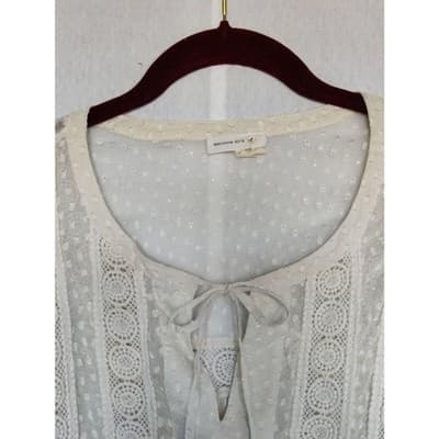 Anthropologie Meadow Rue Off White Mesh Lace Tunic Top Small - Thumbnail 9