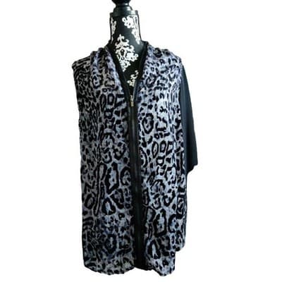 Lane Bryant Women Plus Blouse Leopard Print Zipper Long Sleeve Size14/16 NWT - Thumbnail 2