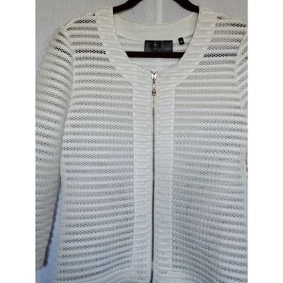 P Luca Milano Zip Mesh White Long Sleeve Jacket Top Sz Medium - Thumbnail 3