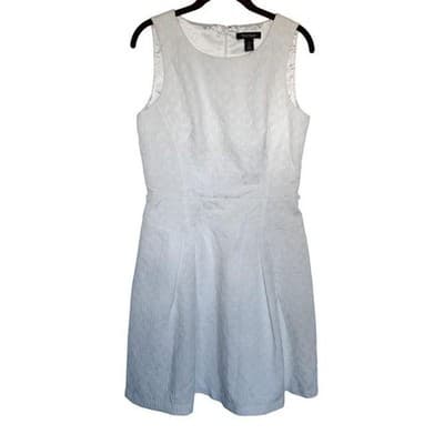 White House Black Market Womens White Fit and Flare Dress 8 - Image 1