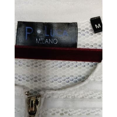 P Luca Milano Zip Mesh White Long Sleeve Jacket Top Sz Medium - Thumbnail 4