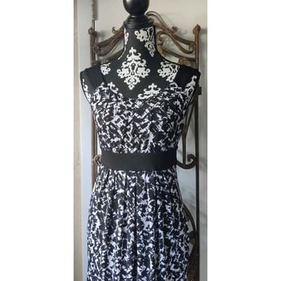 AB Studio Women's Sleeveless Dress Black/White Size M - Thumbnail 12