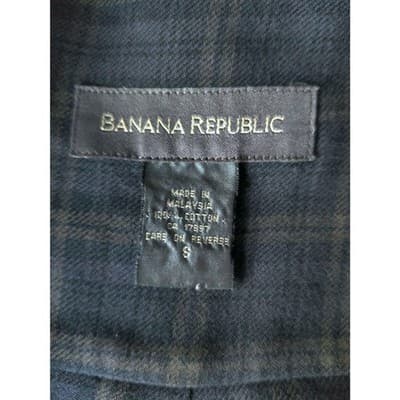Banana Republic Mens Plaid Button Front Shirt Long Sleeve Cotton Blend Size S - Thumbnail 4