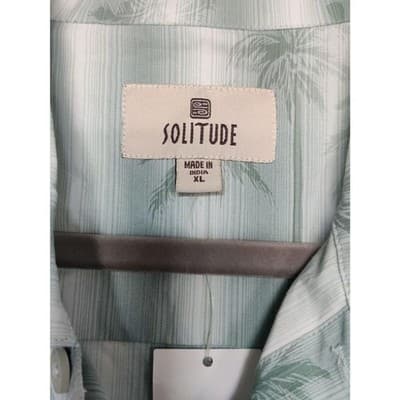 Solitude Green White Palm Tree Short Sleeve Button Down, Sz. XL - Thumbnail 6