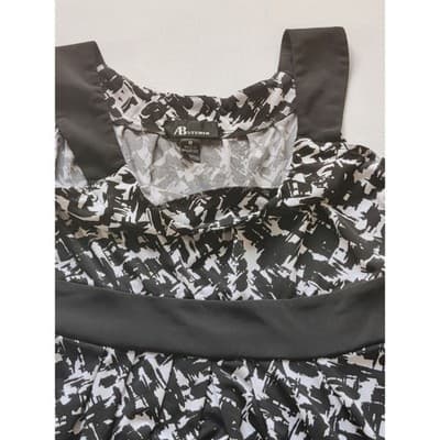 AB Studio Women's Sleeveless Dress Black/White Size M - Thumbnail 5