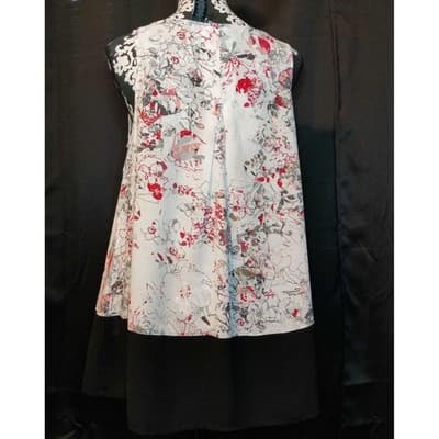 DKNY Jeans Womens Sleeveless V-Neck Floral Print Tank Top Blouse Size L - Thumbnail 4