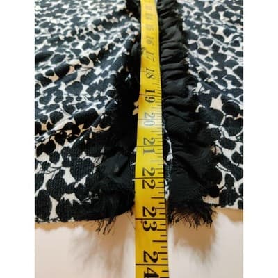 East 5th V-Neck Floral Print Long Sleeve Top Button Up Black White Size Medium - Thumbnail 9