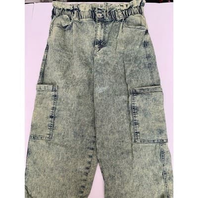 Women's Anne Klein Y2K Paperbag Crop Cargo Jeans Women's Sz 14 Retro Acid Wash - Thumbnail 3