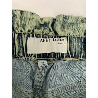 Women's Anne Klein Y2K Paperbag Crop Cargo Jeans Women's Sz 14 Retro Acid Wash - Thumbnail 2