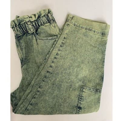 Women's Anne Klein Y2K Paperbag Crop Cargo Jeans Women's Sz 14 Retro Acid Wash - Thumbnail 13