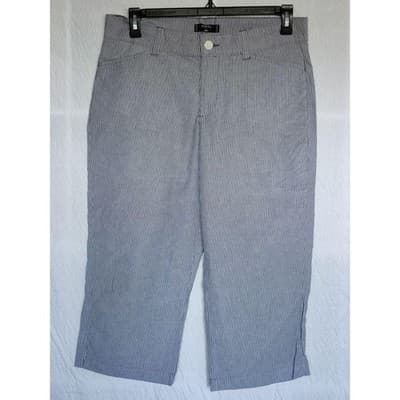 Riders by Lee Blue strip Stretch Capri Pants Cotton Blend Elastic Waist Plus Siz - Image 1