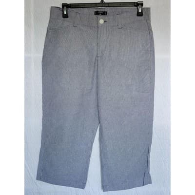 Riders by Lee Blue strip Stretch Capri Pants Cotton Blend Elastic Waist Plus Siz - Thumbnail 9