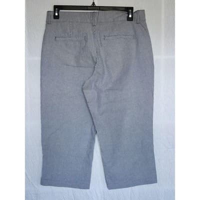 Riders by Lee Blue strip Stretch Capri Pants Cotton Blend Elastic Waist Plus Siz - Thumbnail 8