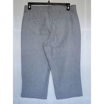 Riders by Lee Blue strip Stretch Capri Pants Cotton Blend Elastic Waist Plus Siz - Thumbnail 2