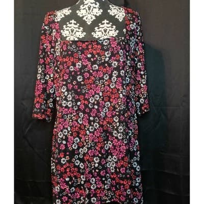 Simply Be Womens Floral Print Maxi Dress 3/4 Sleeve Boho Square Neck Size 22 - Image 1