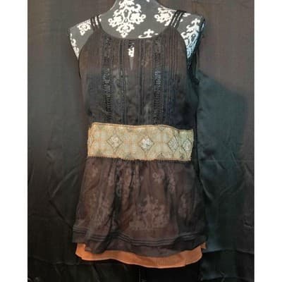 White House Black Market Womens Pleated Sleeveless Tank Top Black Size S - Image 1