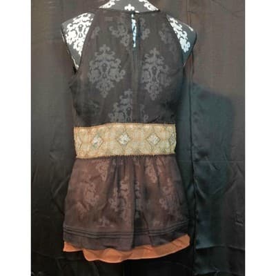 White House Black Market Womens Pleated Sleeveless Tank Top Black Size S - Thumbnail 2