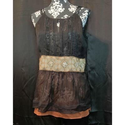 White House Black Market Womens Pleated Sleeveless Tank Top Black Size S - Thumbnail 3