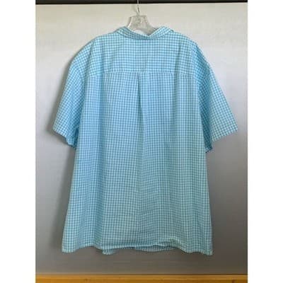 HB Men's 3XL Blue Plaid Short Sleeve Button-Up Shirt Casual - Thumbnail 2